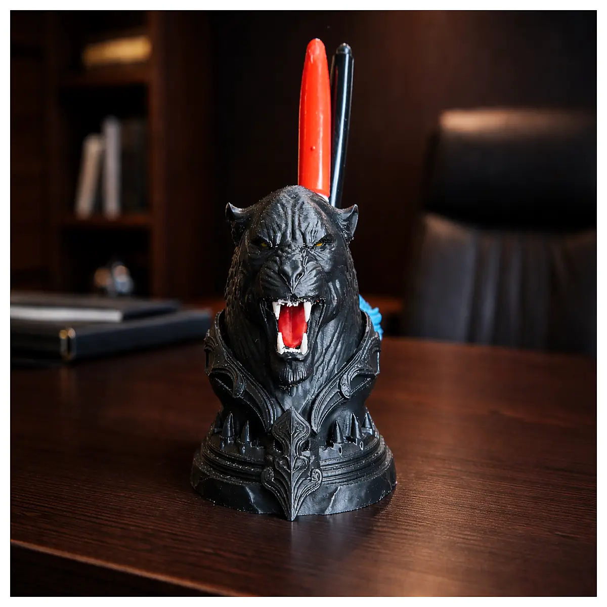 black desk organizer pen holder animal statue office supplies desktop storage for home office decor