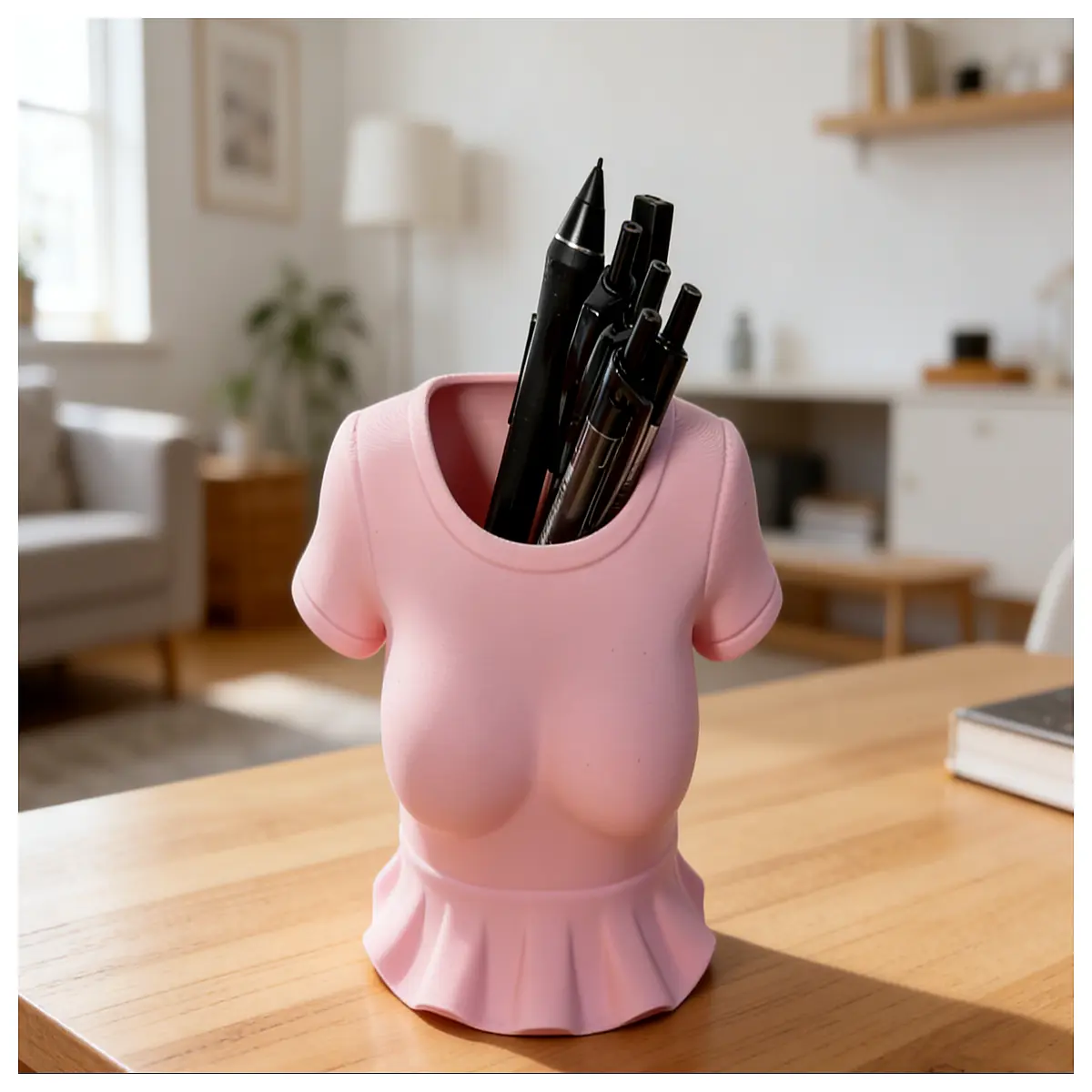 cute women t shirt pen holder desk organizer office supplies storage container for stationery makeup brushes