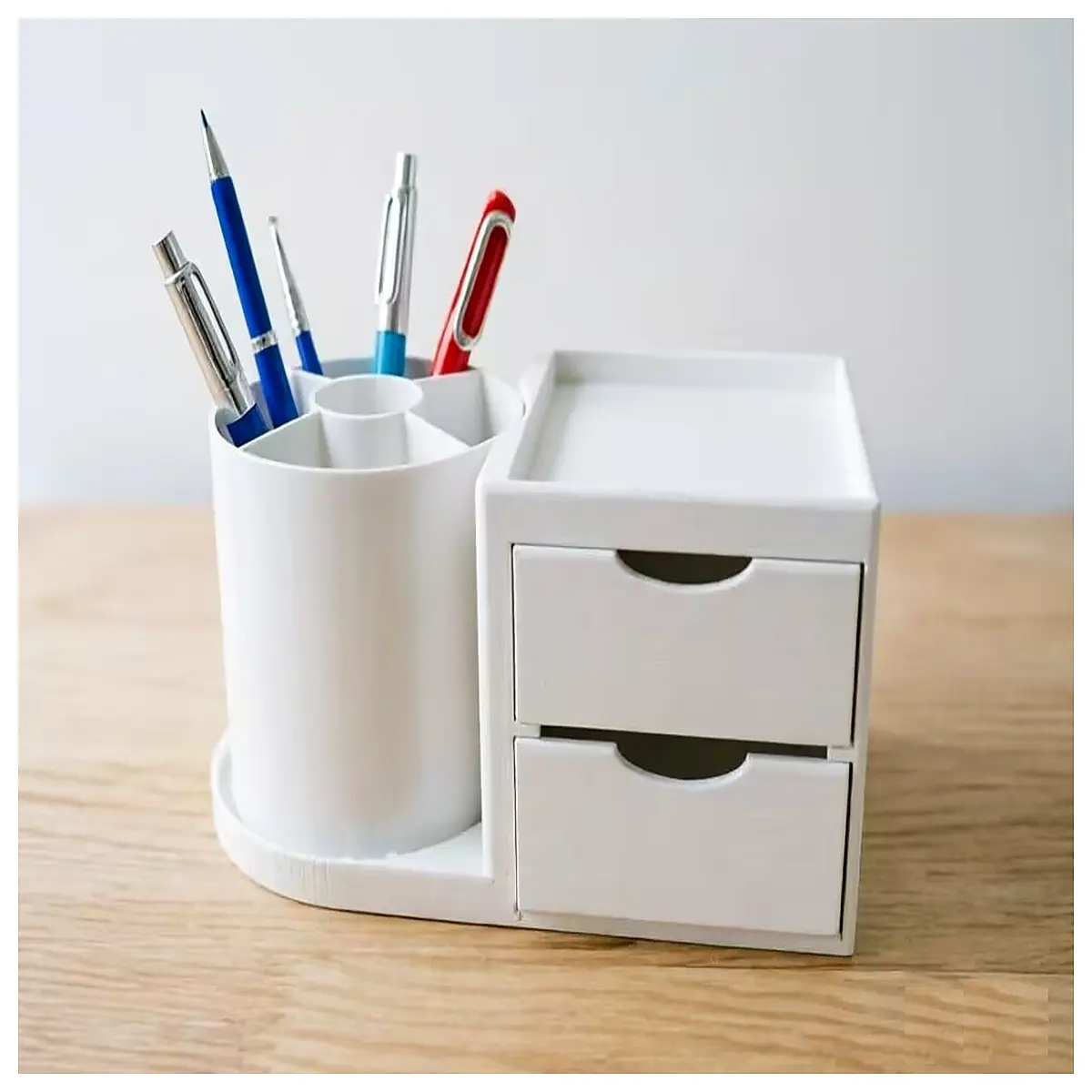 desktop pen holder organizer with drawer rotating cup for office supplies storage desk tidy accessories