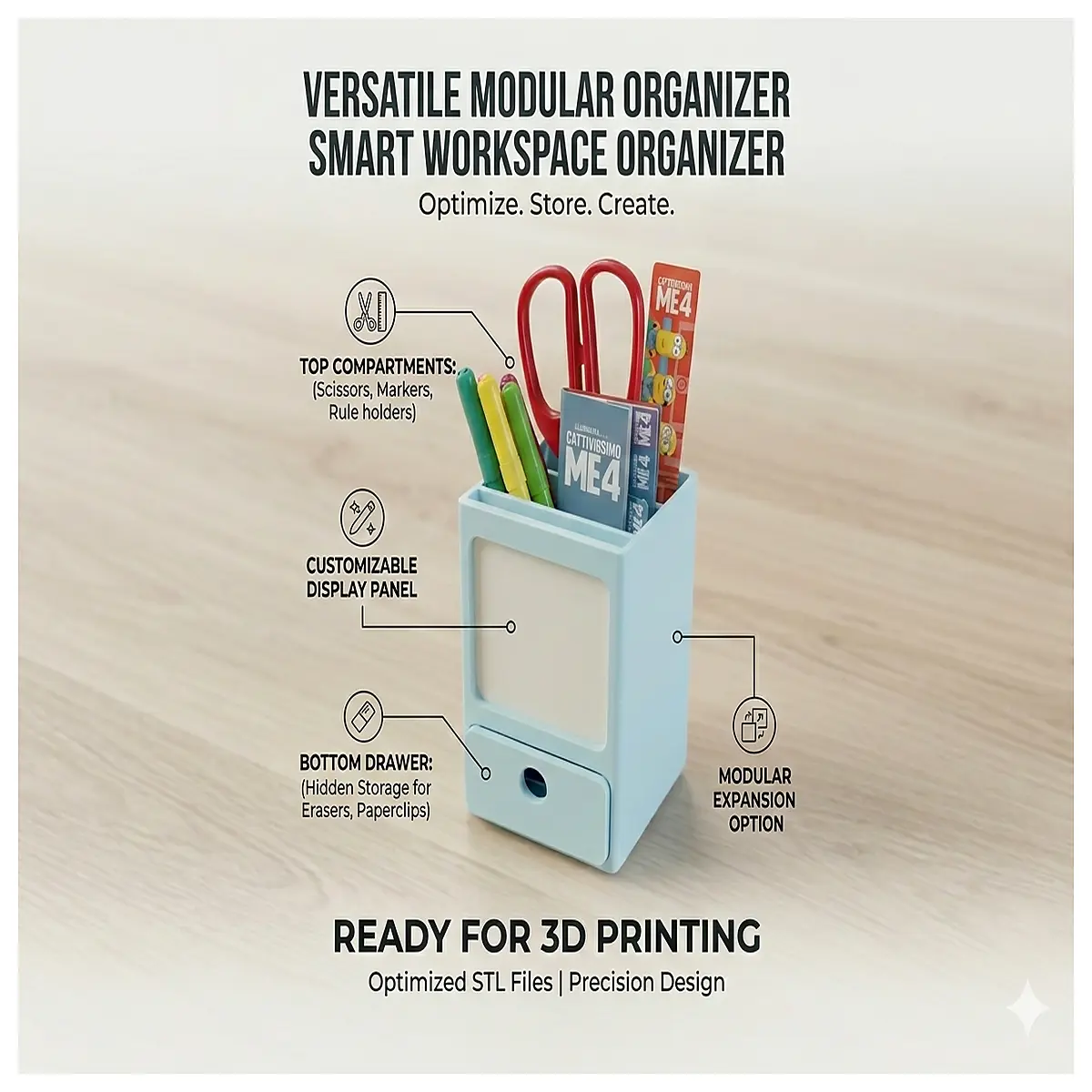 simple desktop organizer small space saver cable management box tidy desk accessories for home office