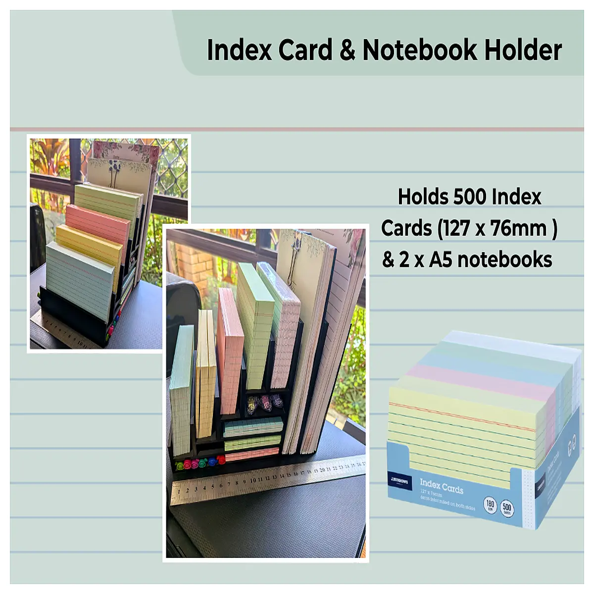 index card storage box a5 notebook organizer stationery holder desk tidy file sorter office supplies