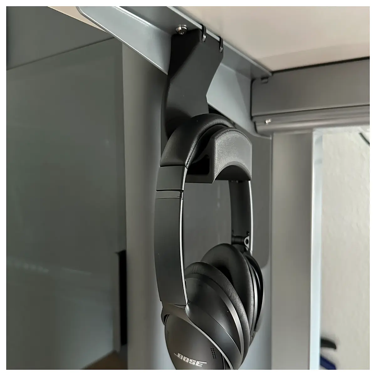 minimalist under desk headphone holder mount bracket for flexispot sit computer monitor arm cable management organizer