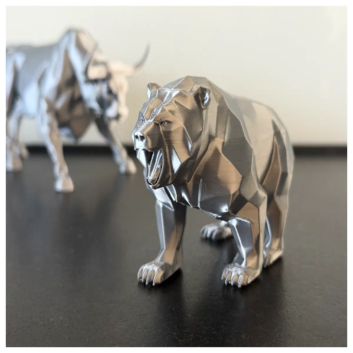 low poly bear sculpture resin figurine desktop decor geometric animal statue modern minimalist home office shelf ornament