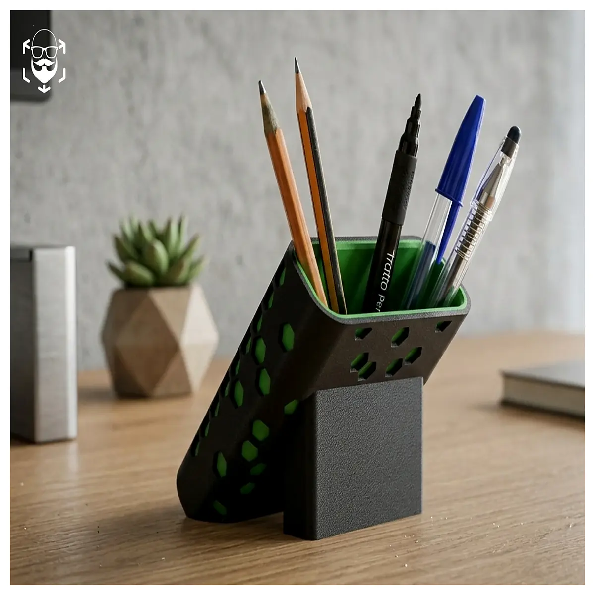 45 degree angled desk organizer pen holder for office supplies storage ergonomic workspace accessories