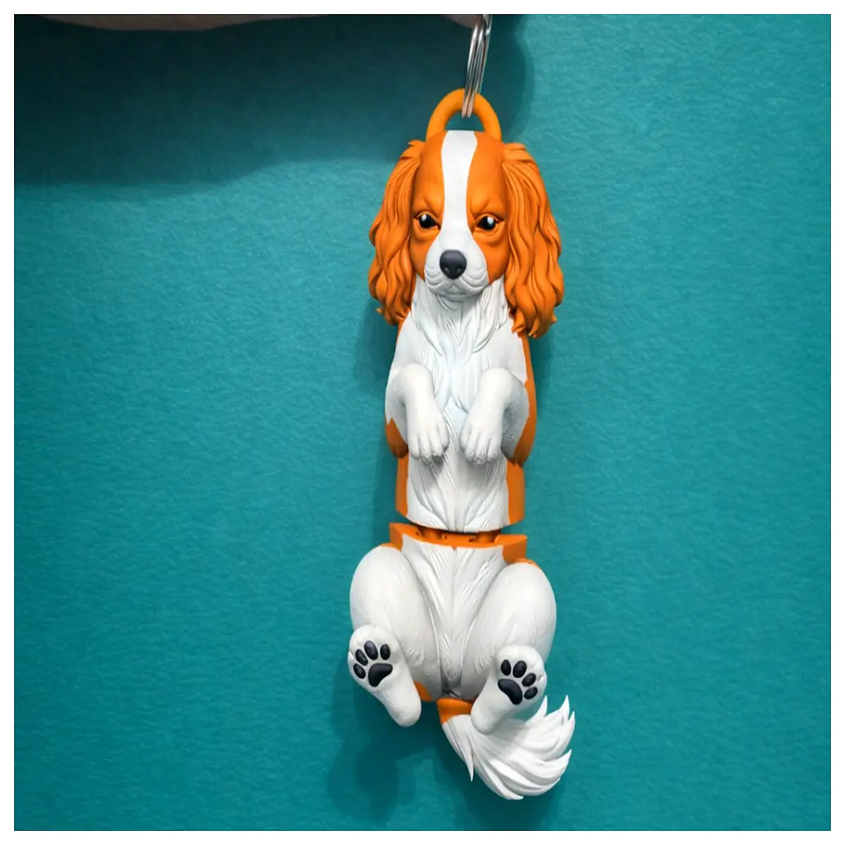 charles king spaniel keychain cute dog pendant pet lovers vintage leather fob accessory