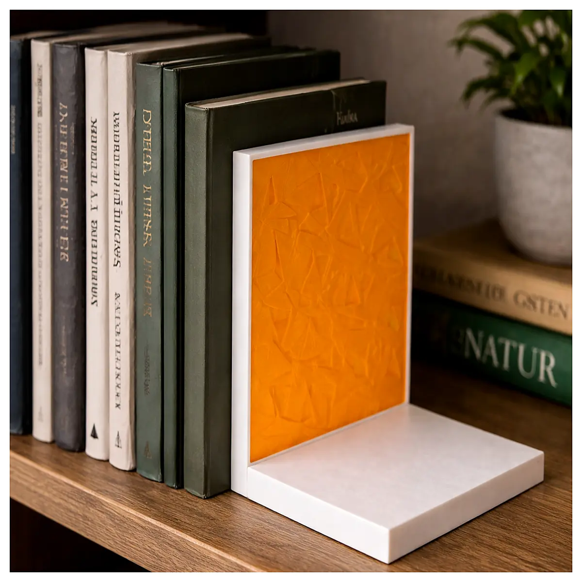 modern geometric bookends duty metal book holders for shelf organization office desk decor sturdy book supports