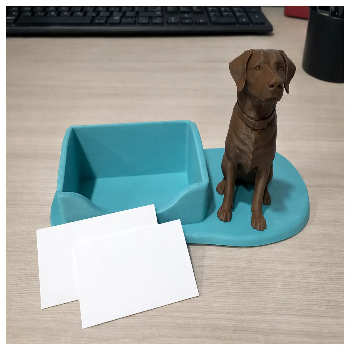 chocolate labrador dog name card holder desk organizer cute puppy dog lovers office decor