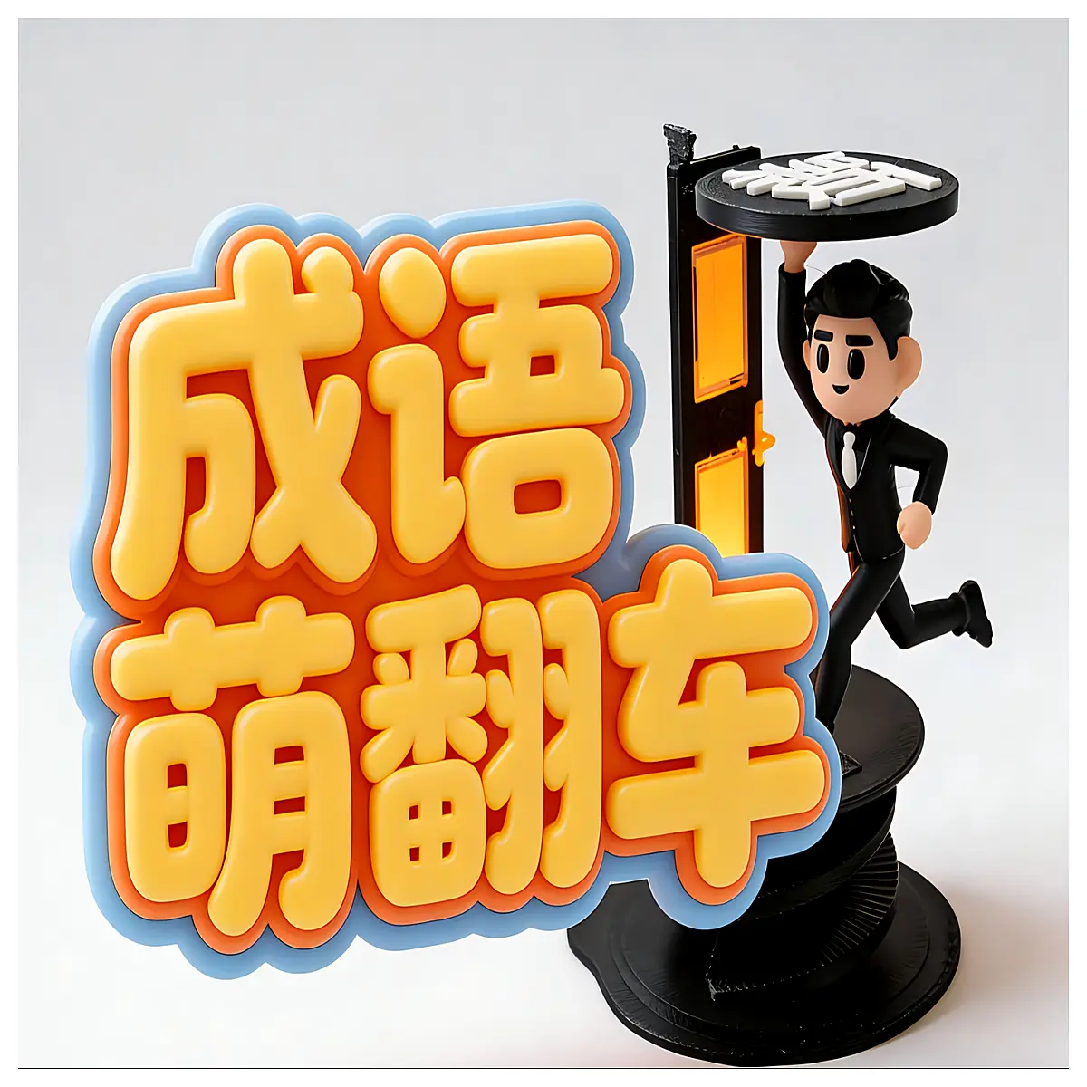 cute chinese idiom figurine desk ornament cartoon style home decor office shelf piece