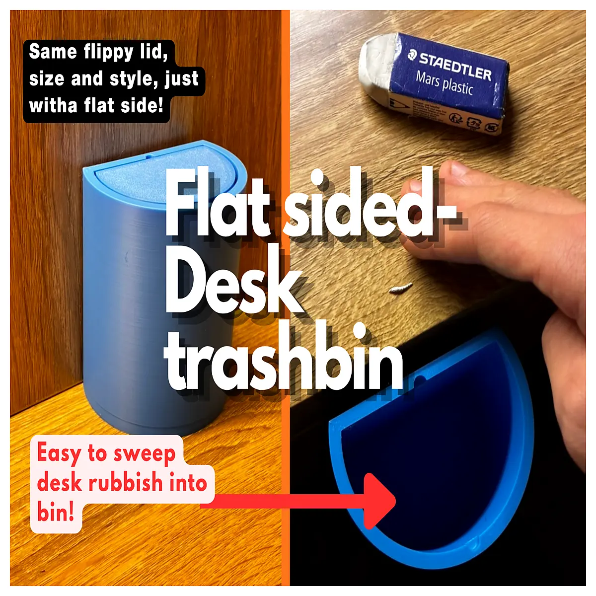 minimalist flat side trash can desktop small office waste bin modern simple rectangular garbage container for home desk