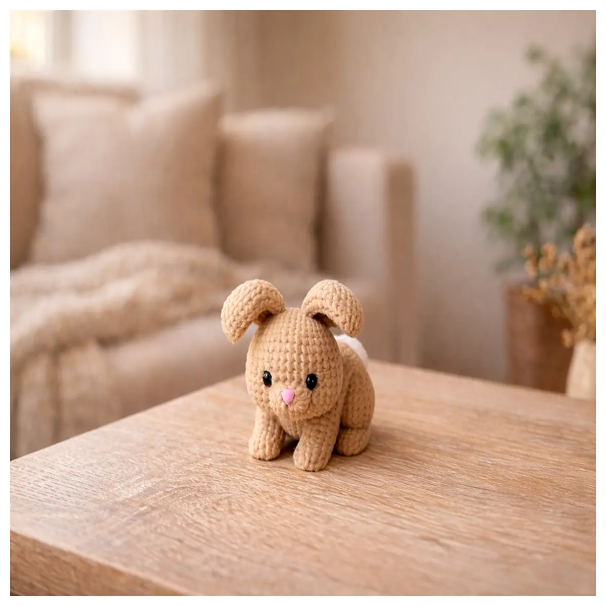 handmade knitted bunny plush toy for baby nursery decor soft stuffed rabbit kids crochet animal home decoration