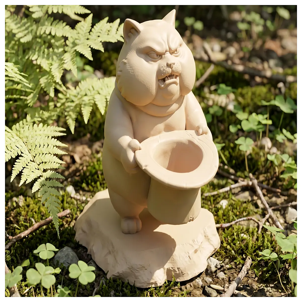 grumpy beggar cat statue angry stray cat figurine humorous street cat sculpture irritable feline garden ornament rude statue for home decor