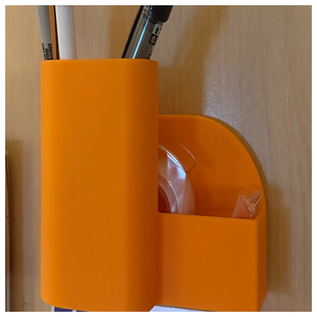 desktop pen holder with adhesive mount sticky tape dispenser organizer wall mounted stationery rack for office desk supplies