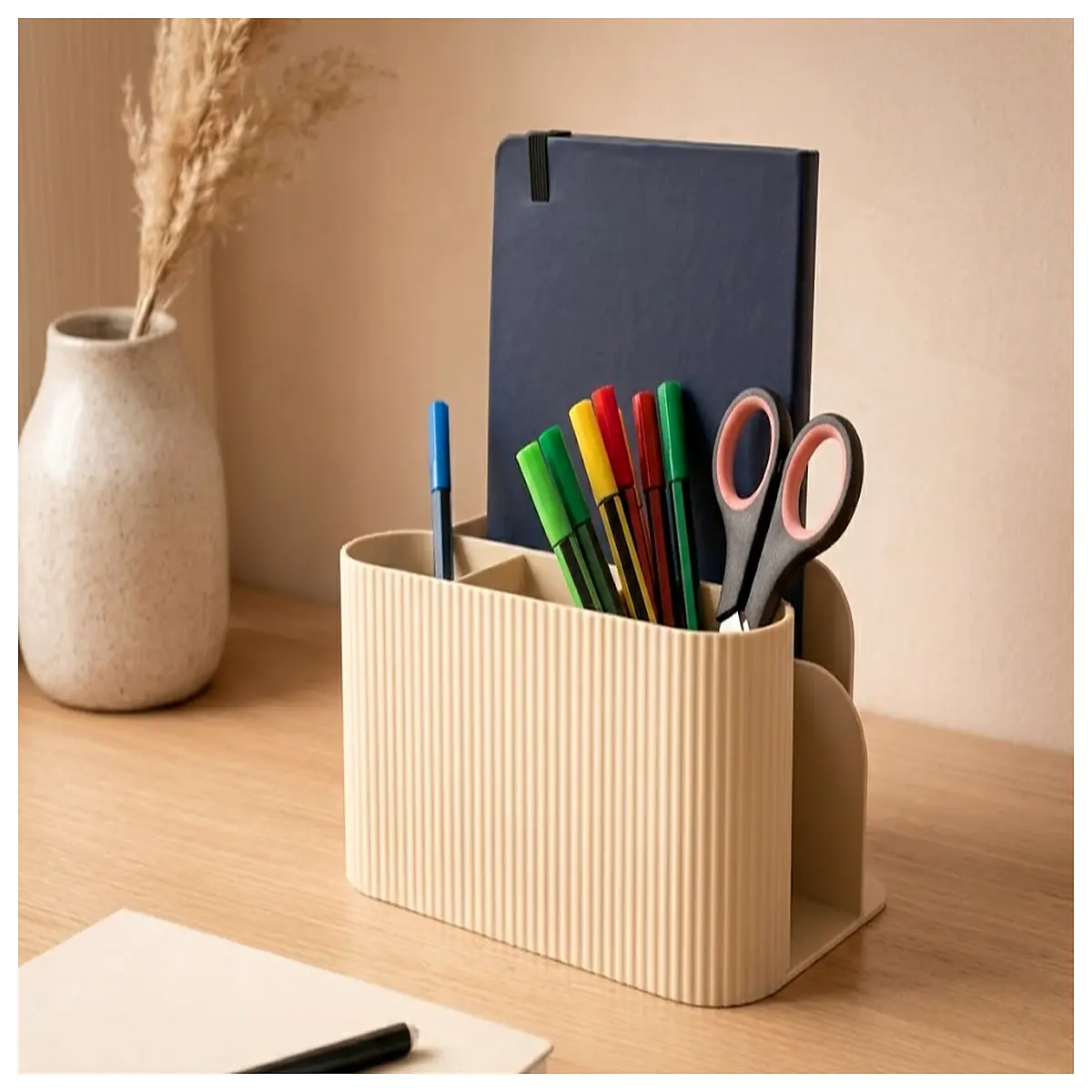 desktop organizer with slots for pens pencils makeup brushes office supplies storage box tidy holder