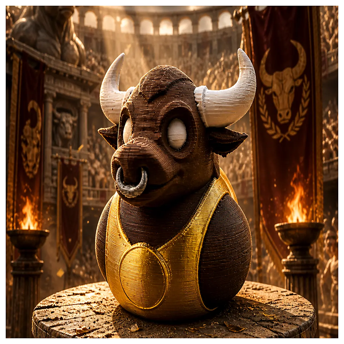 aggressive minotaur duck plush toy fierce bull headed duck figurine duck collectible gift fantasy creature duck statue scary duck decor