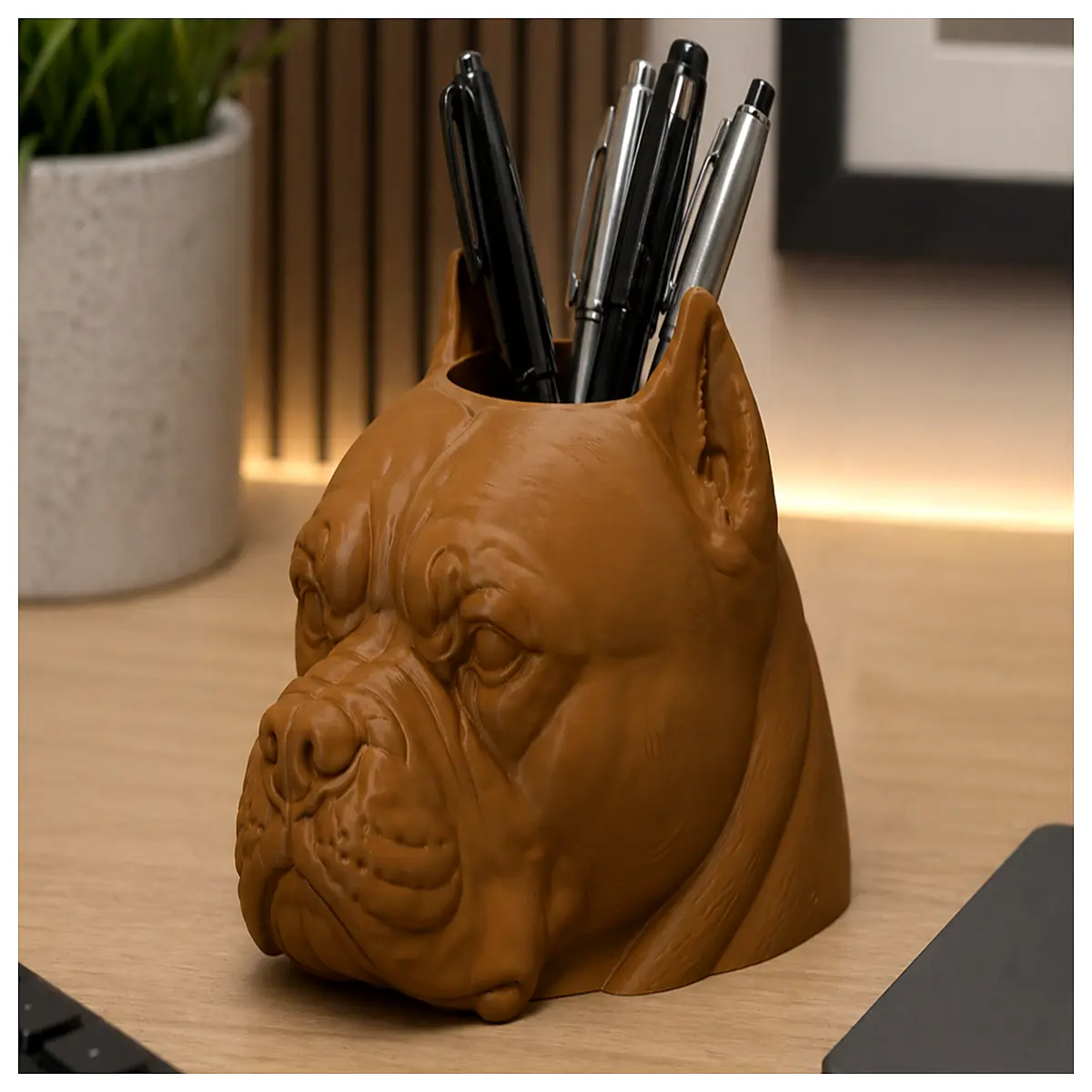 bully dog pen holder desk organizer cartoon bulldog stationery cup office decor funny animal theme school supplies