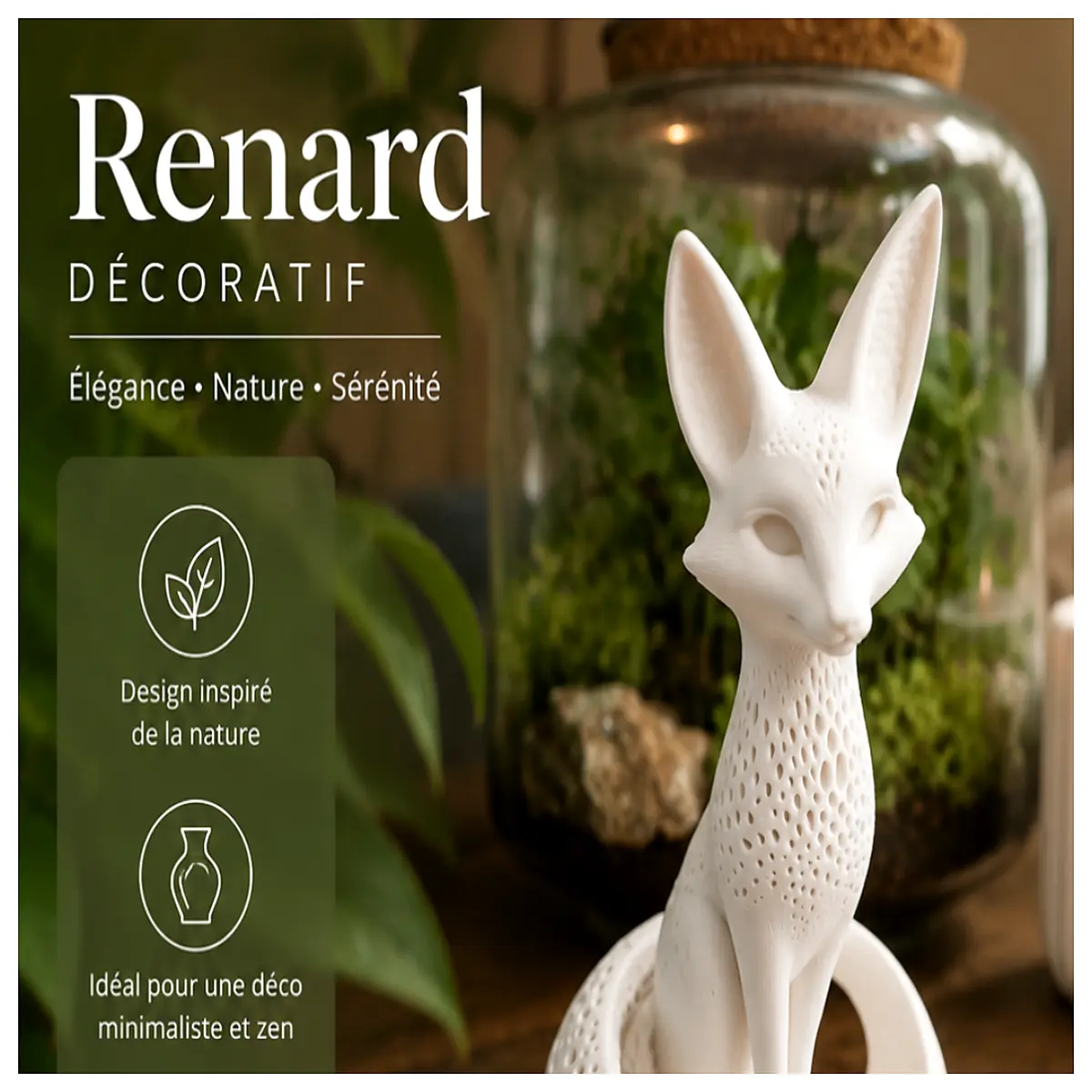 modern fox statue decor elegant fox sculpture for home animal art piece contemporary fox figurine living room accent