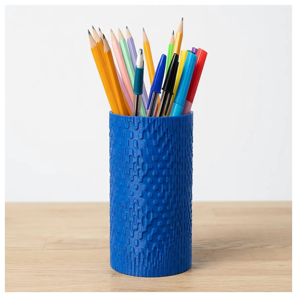 cyber wave pen holder futuristic desk organizer tech aesthetic stationery storage cool geometric cup