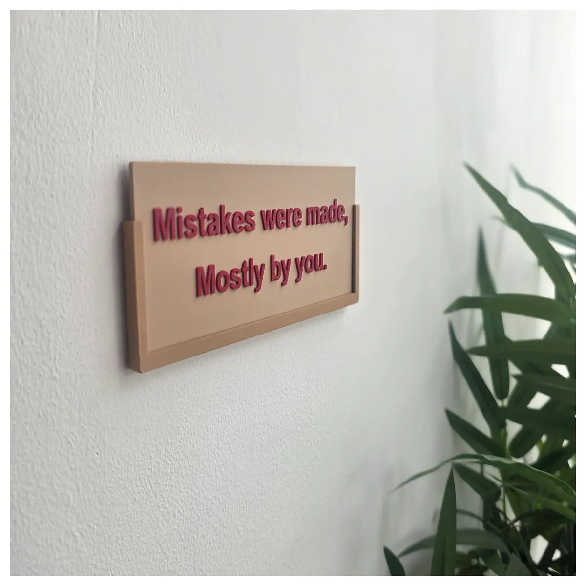 funny cardboard sign saying mistake made regret sticker for office prank wall decor humorous apology gift