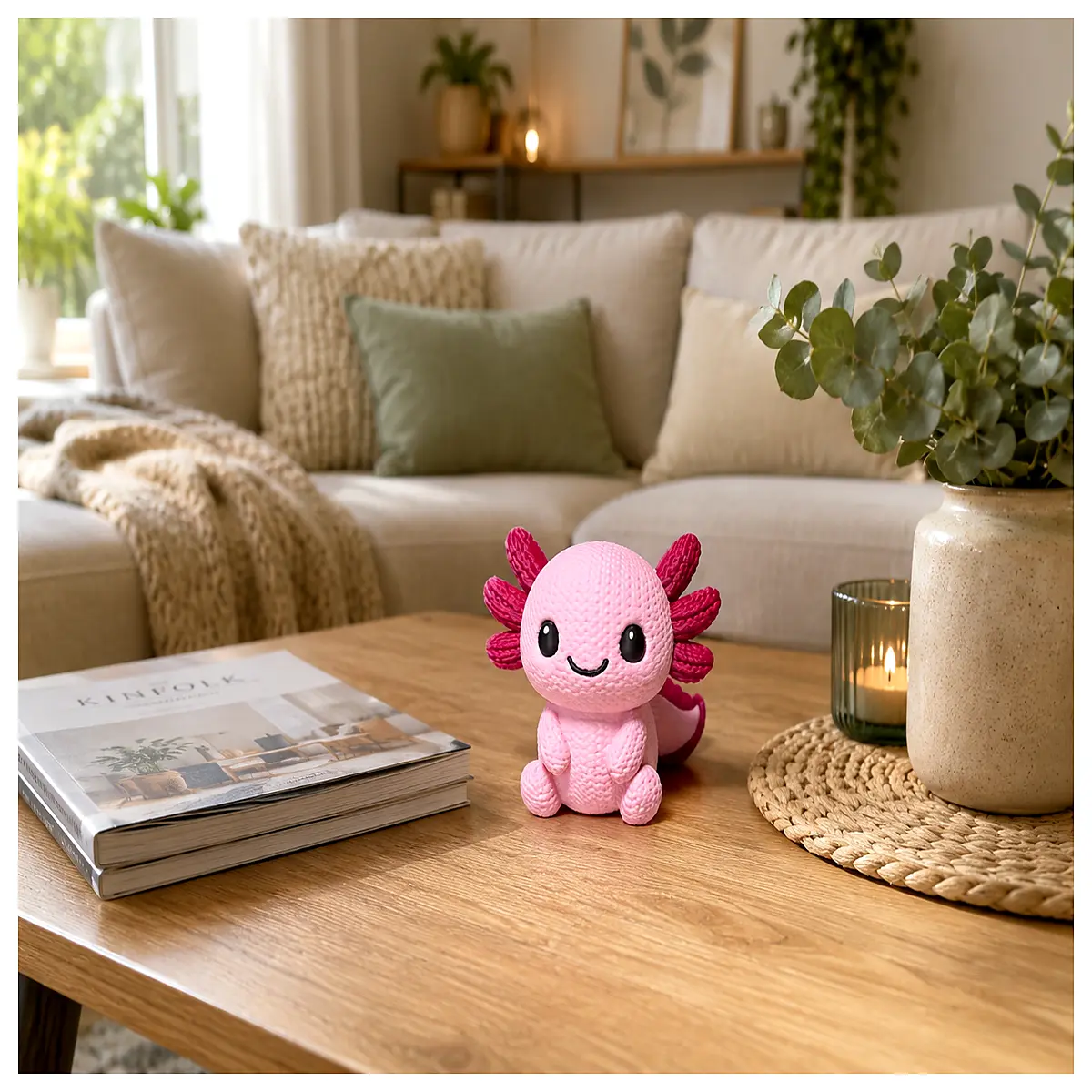 knitted axolotl plush toy soft stuffed animal doll cute amphibian kids pet decor handmade crochet axolotl whimsical home decoration ra