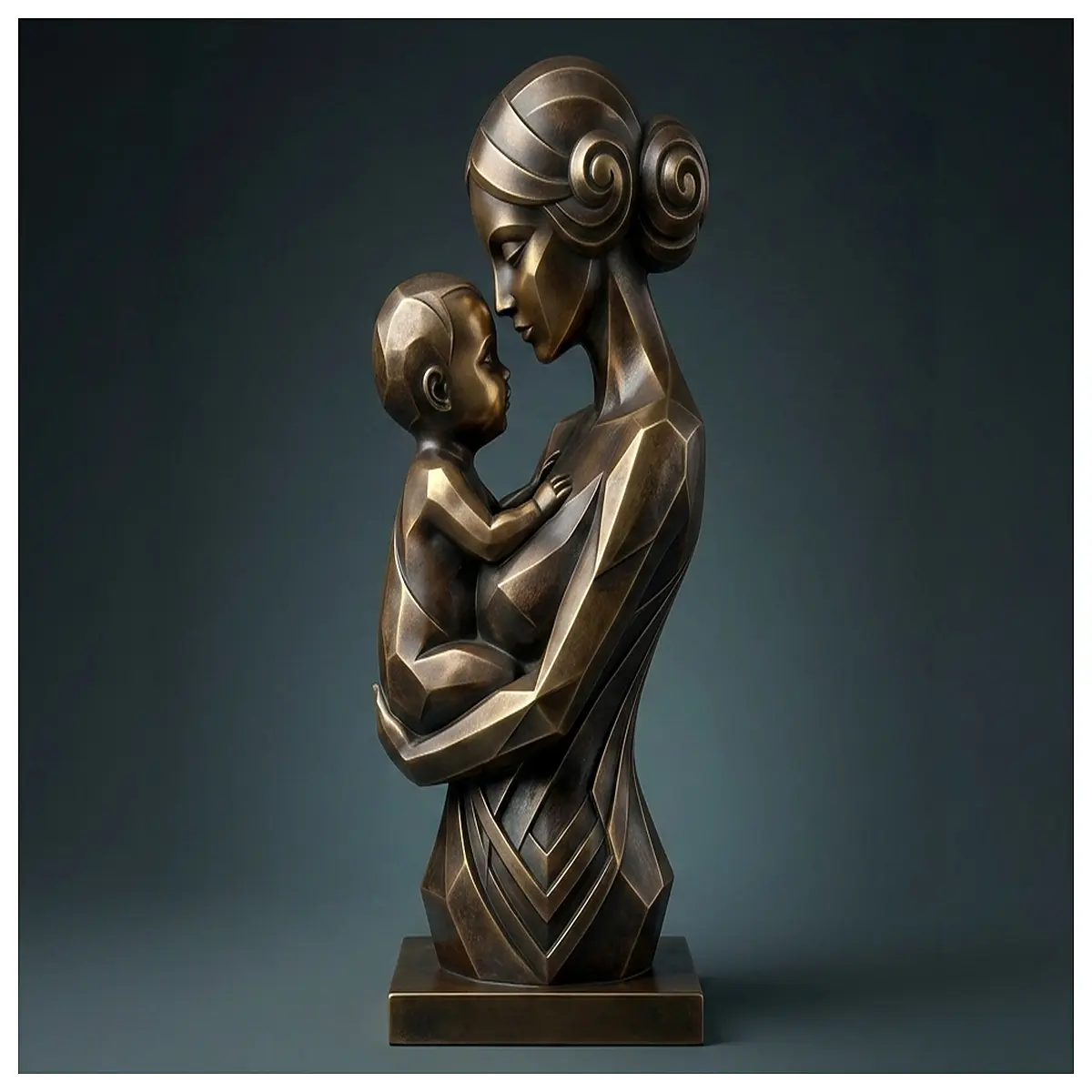 mother and child statue art deco decor home office desk figurine mom
