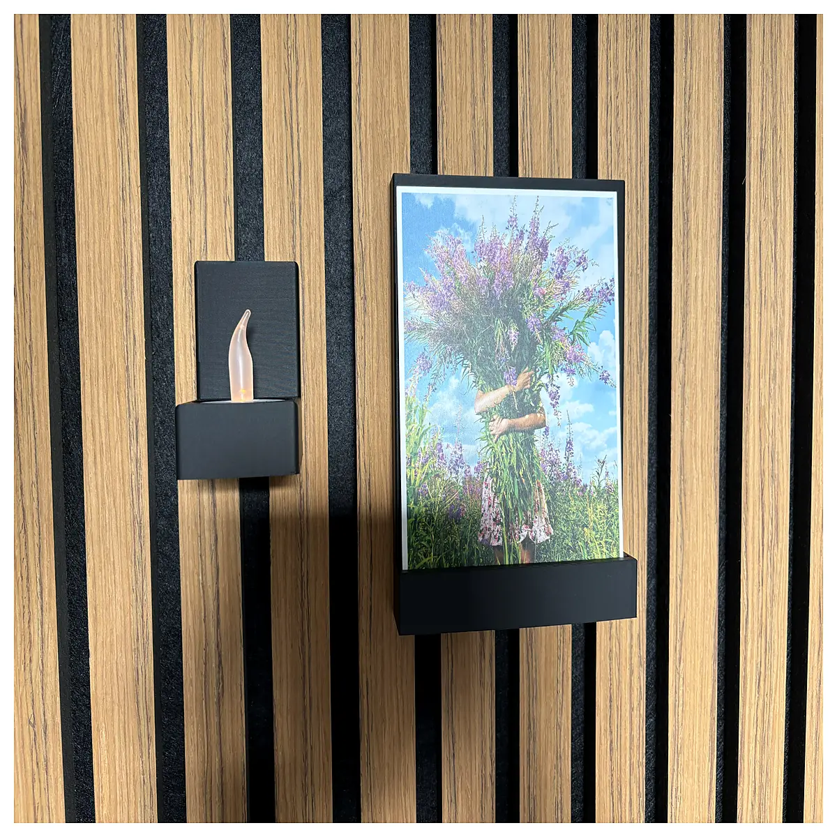 acoustic wall sconce holder for tea candles decorative card modern minimalist home decor organizer ambient lighting fixture with message board