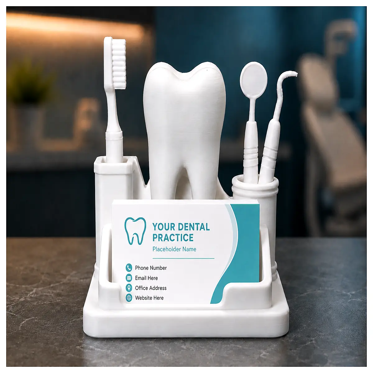 dental business card holder organizer desk accessory teeth shaped office stationery dentist hygienist