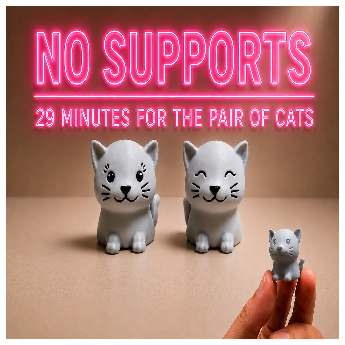 cute q version cat figurine print no support required 29 min print time adorable kawaii pet design