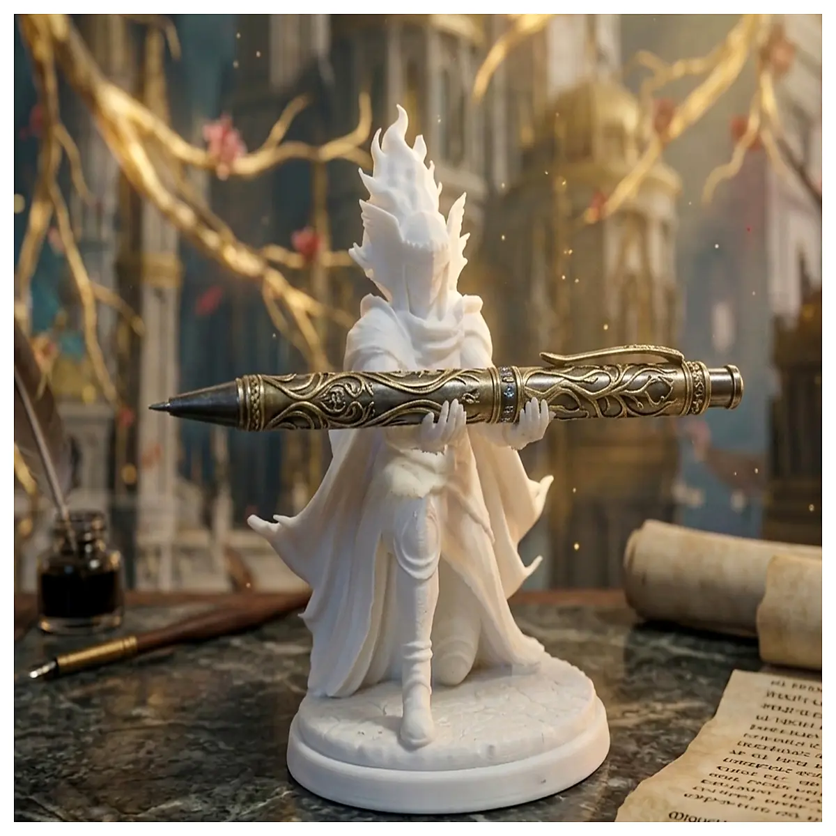 malenia pen holder desk organizer statue base gamers dark fantasy decor