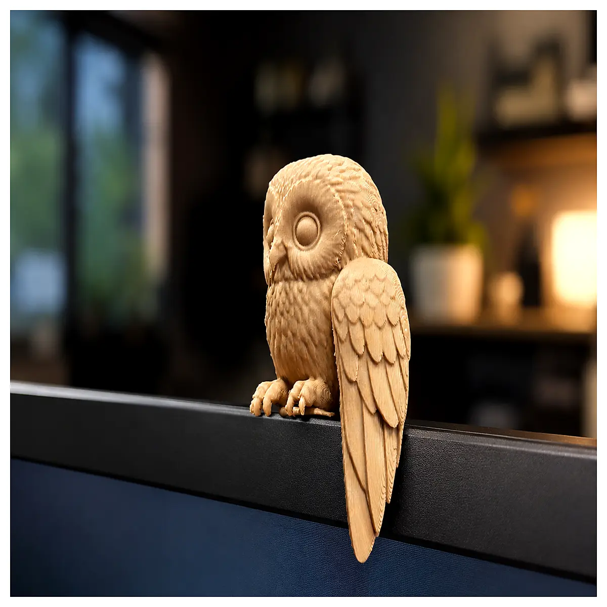 calm owl desk accessory monitor cute animal figurine office decor stress relief gift