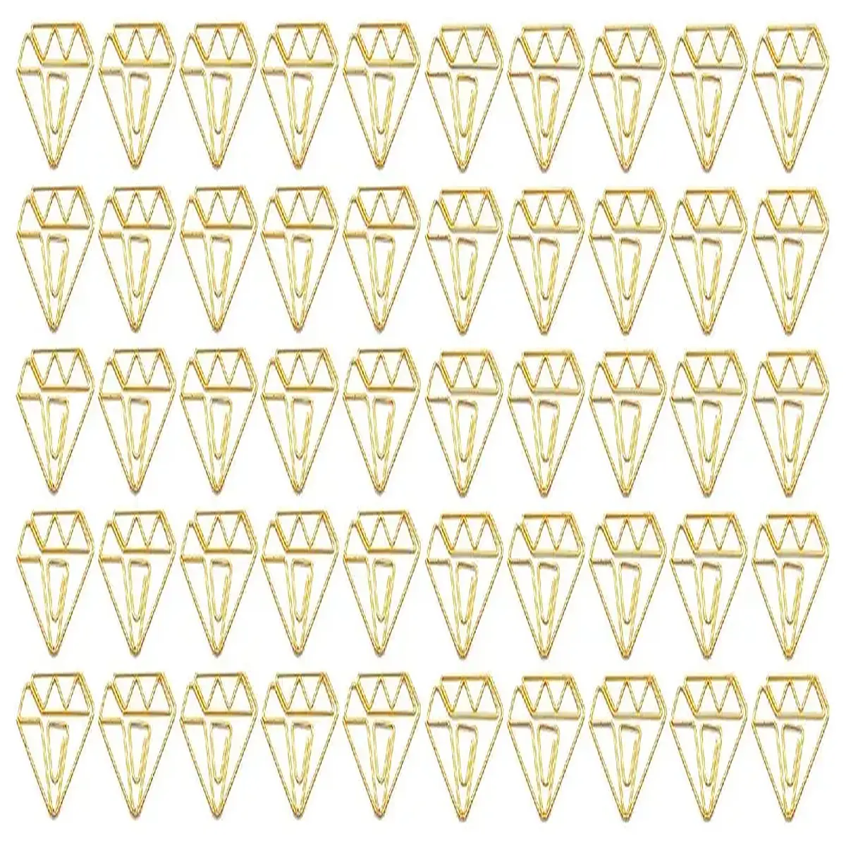 50 -Shaped Paper Clips, Gold Color