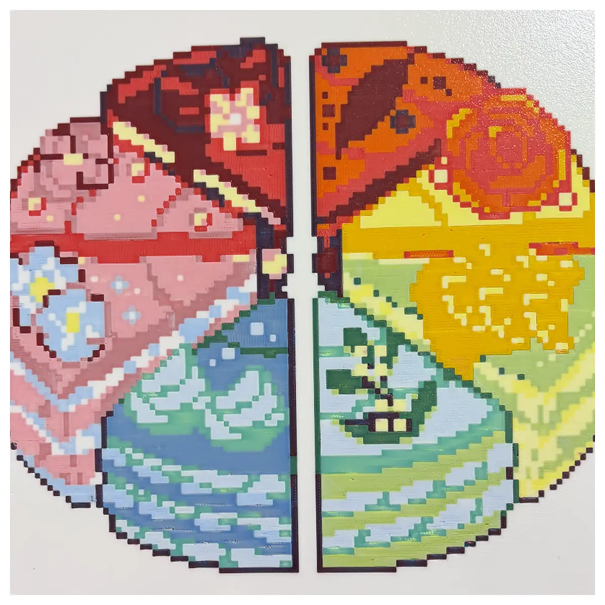 mini rainbow pixel cake 6 color fondant dessert cute geometric birthday treat small portion party snack vibrant tierless confectionery