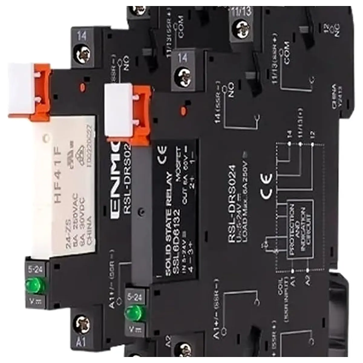 Compatible with Ultra Slim Intermediate Relay 5V 12V 24V HF41F 24 ZS DC AC Chip Terminal Solid State Module Set 24V6Adc NPN PNP DC24V 6A Gray