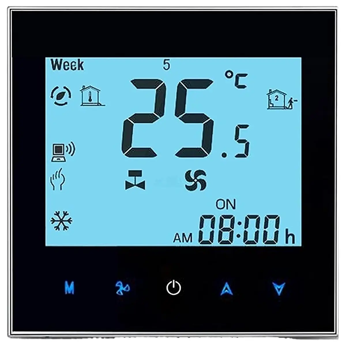 Temperature Control Panel for 0 10V Fan Proportional Amplifier Signal Heating Cooling Valve 2Pipe 4P Thermostat Switch White Panel, 4P 2 Valve, RS485 Function, 24VAC 24VDC