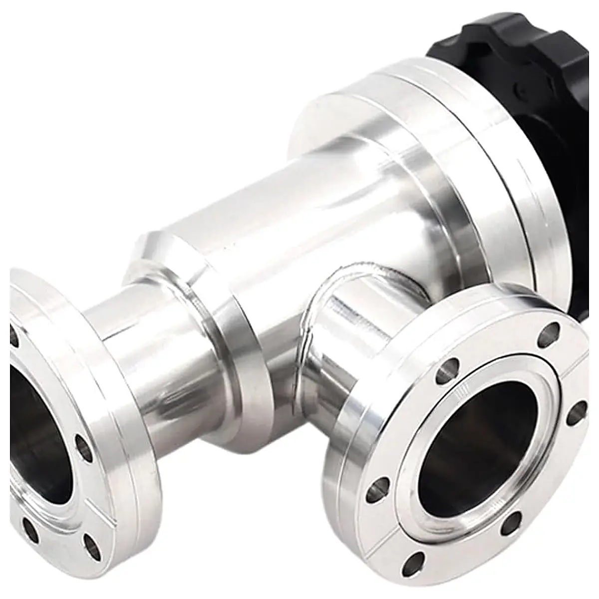 CF16 CF25 CF35 CF50 Vacuum Manual Flapper Angle Valve Elbow L type SUS 304 Stainless Steel, With Pneumatic actuator