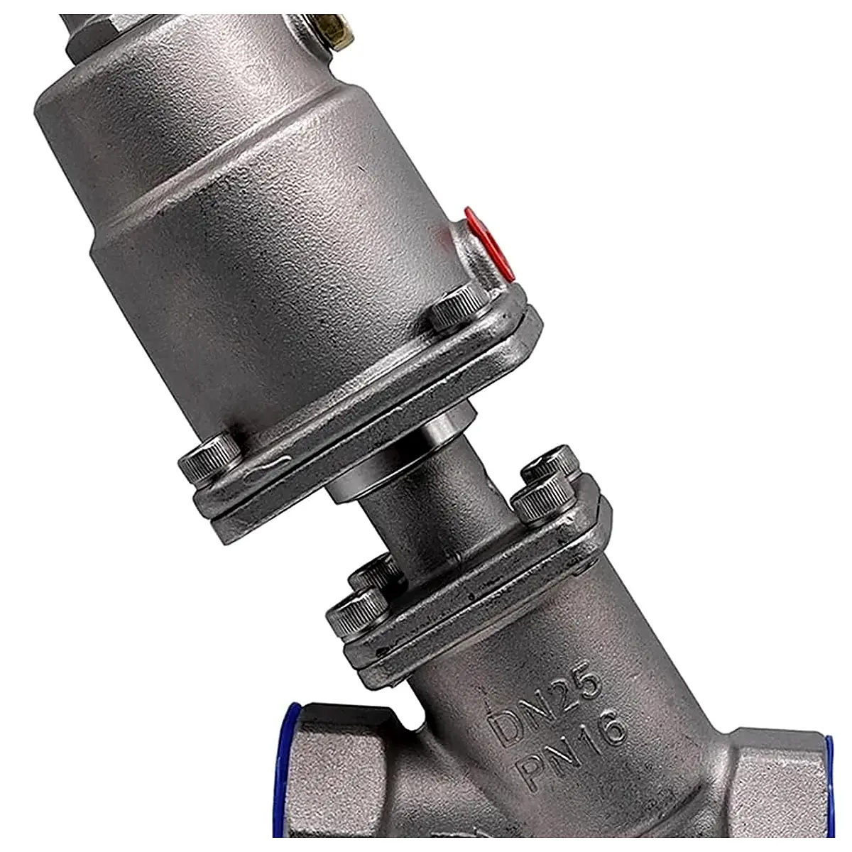 DN25 Stainless Steel Pneumatic Seat Valve Normally Closed Open Actuator Angle Valves 16bar for Steam Normally Open, Single Acting