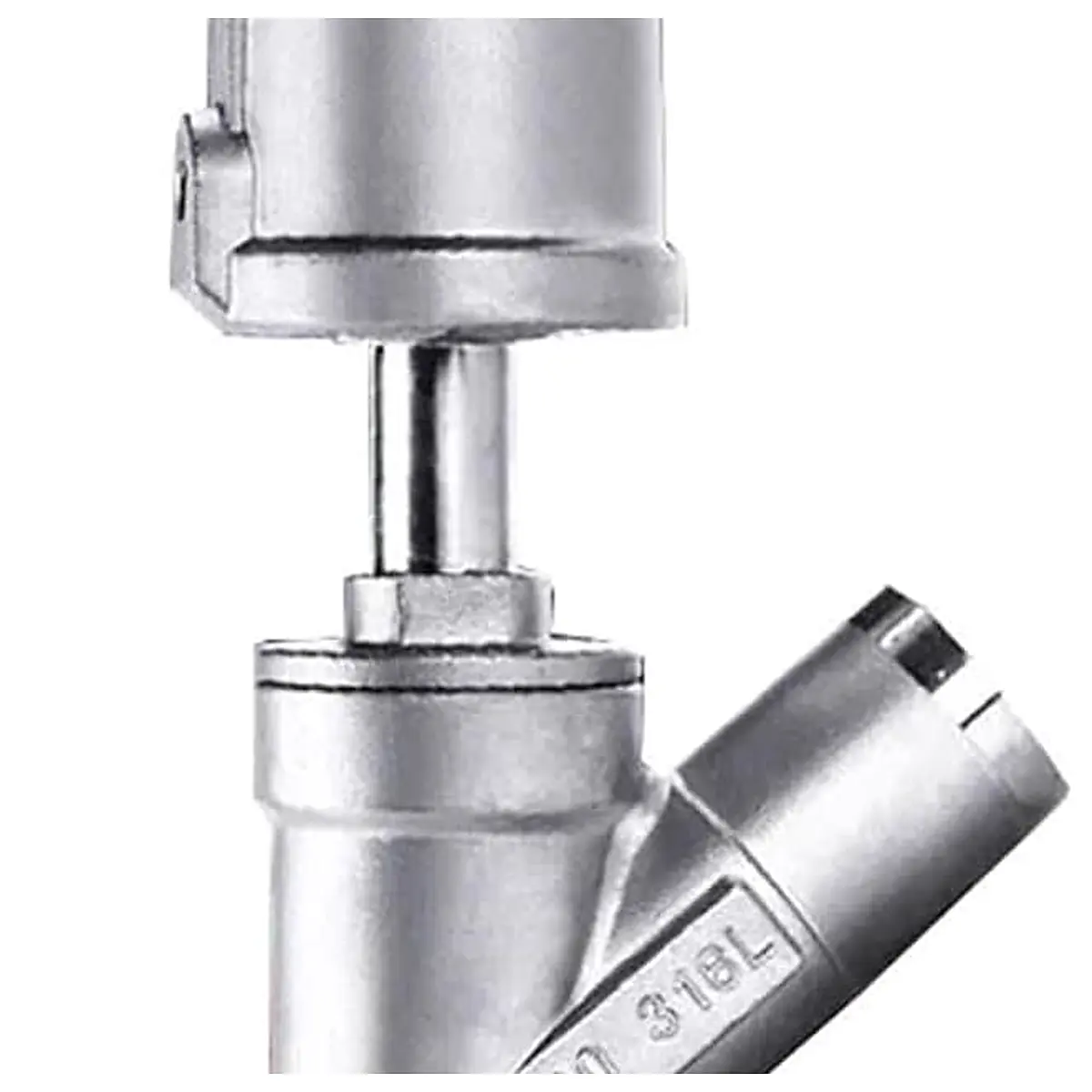 DN40 Stainless Steel Pneumatic Welding Angle Seat Valve with Actuator Normally Open, Single Acting