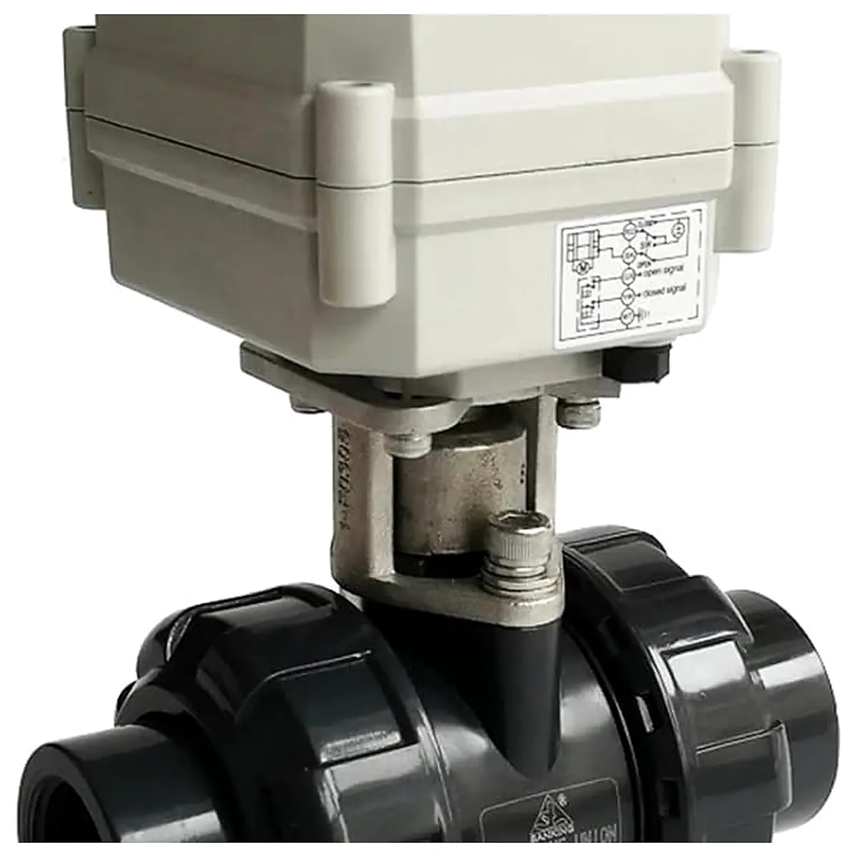 AC110V 230V UPVC DN25 Electric Actuated Valve TF25 P2 C BSP NPT 1 Plastic Actuator Valve 10NM On Off 15 Sec CE Bsp, AC CR202