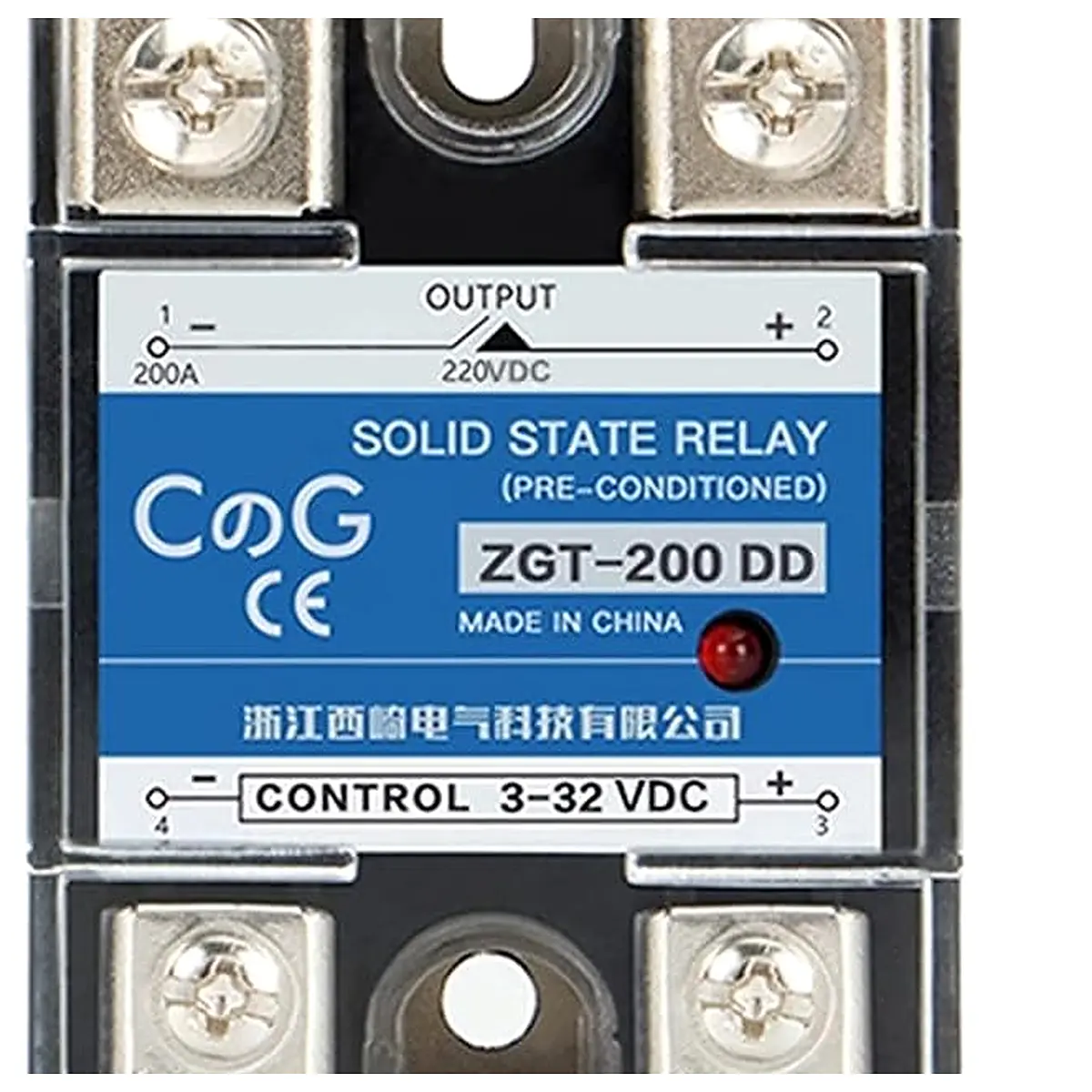 CG SSR 200DD 200A 220V 380V 600V High Voltage Single Phase JGX DC Control Heat Sink 3 32VDC to 5 220VDC DD Solid State Relay 200A 220V