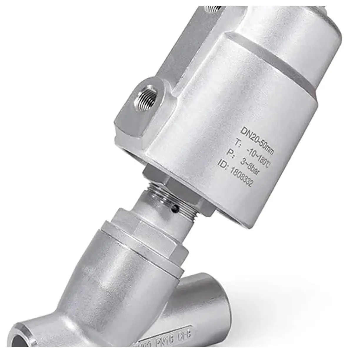 DN40 Stainless Steel Pneumatic Welding Angle Seat Valve with Stainless Steel Actuator