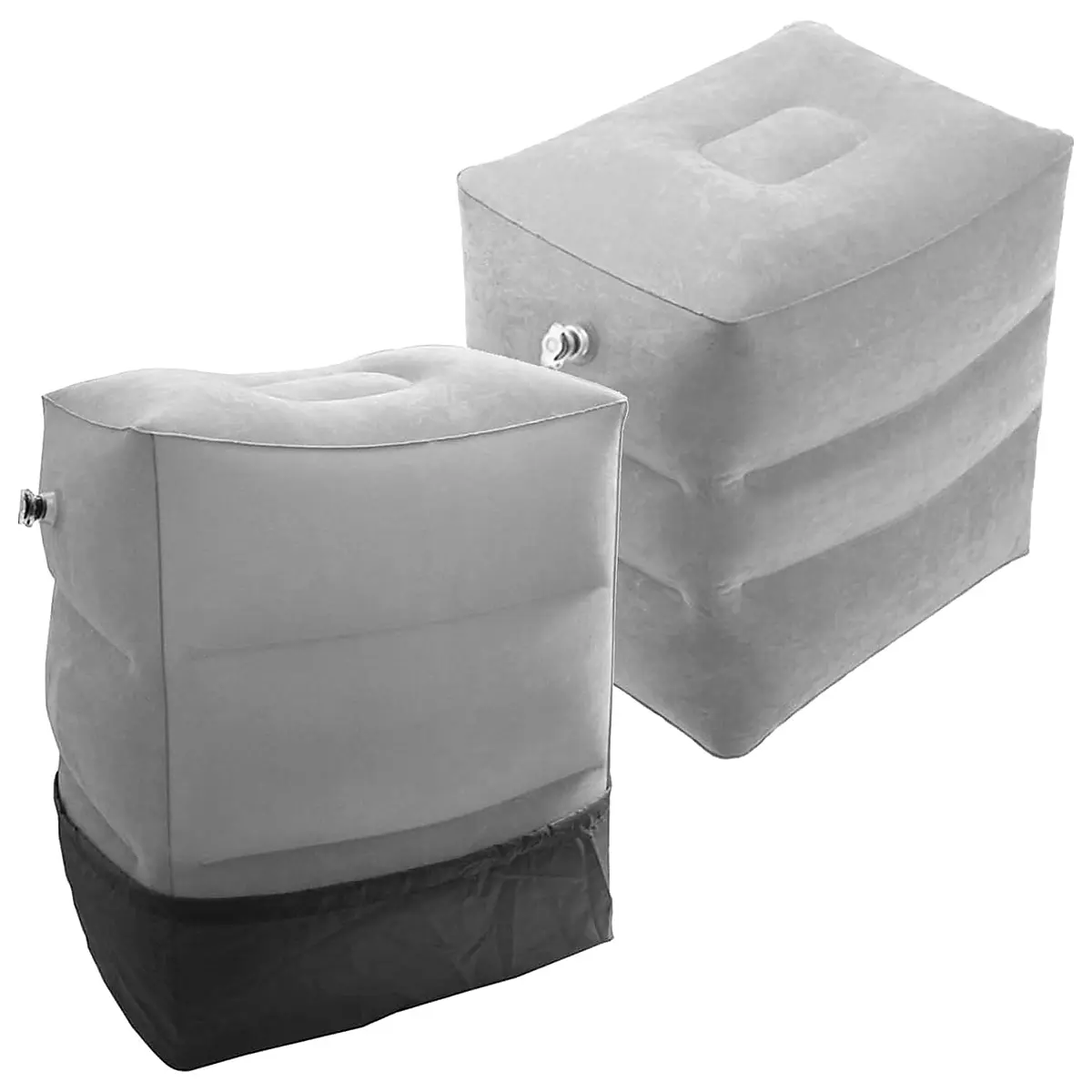 2 Sets Inflatable Footrest Pillow for Airplane and Train Travel with Laminated Flocking Material, Ergonomic Design, Lightweight and Foldable Adjustable Leg Rest Cushion