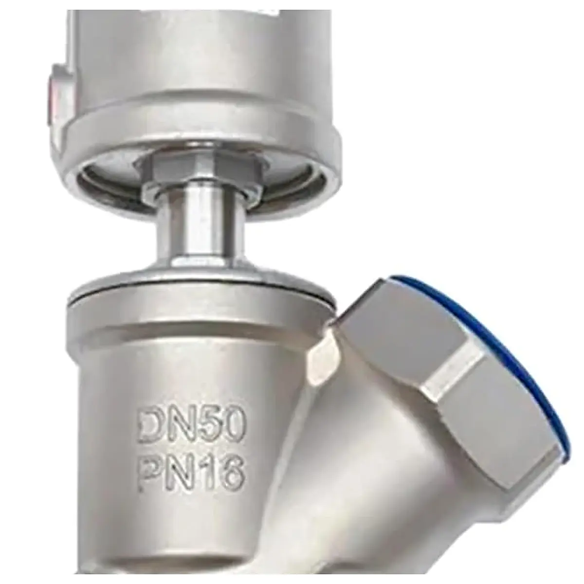 DN50 Stainless Steel Pneumatic Seat Valve 16bar Normally Closed Pneumatic Actuator Angle Seat Valves
