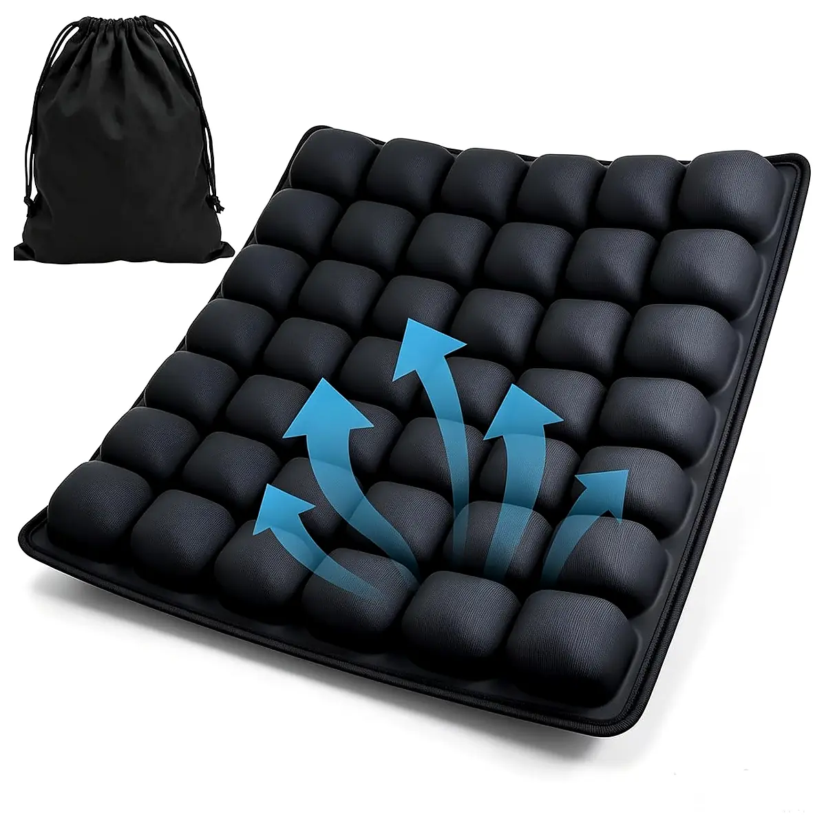 Inflatable Travel Seat Cushion for Airplane Long Flights Black