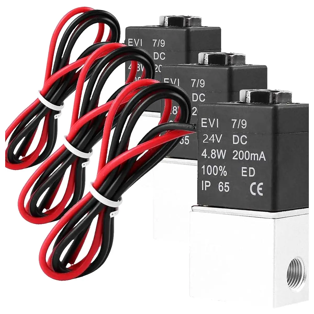 Beduan 2 Way Normally Closed DC 24V Electric Solenoid Air Valve 1 8 NPT Pack of 3