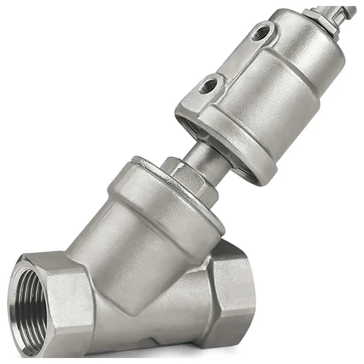 DN80 Stainless Steel Pneumatic Seat Valve 16bar Normally Closed Pneumatic Actuator Angle Seat Valves Closed Single Acting