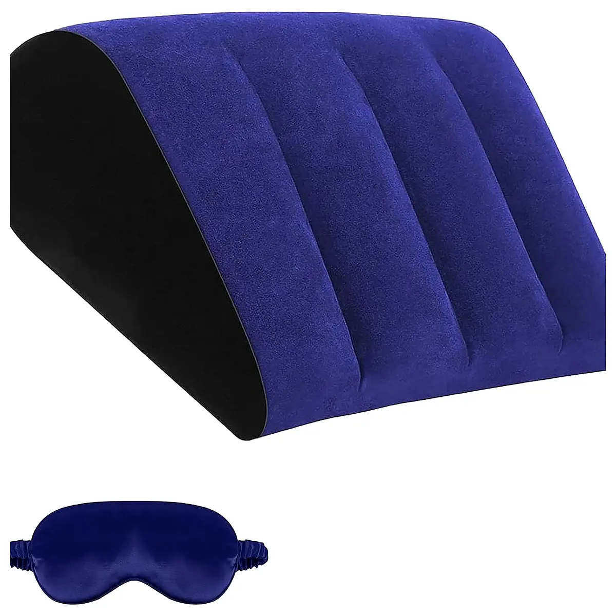 Inflatable Wedge Pillow for Sleeping Traveling Portable Leg Elevation Pillow for Back Knee Shoulder Support, Adjustable Air Wedge Cushion with Silk Eye Mask for Airplane Camping Office Home Relax, Blue