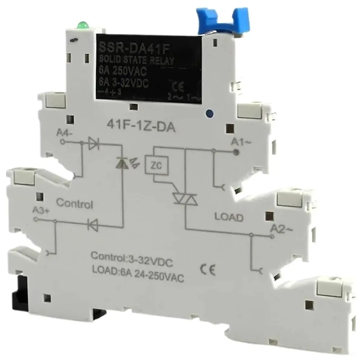 Compatible with DC Control AC 6A Slim Interface Solid State Relay Module DIN SSR 41F 1Z C2 Rail 13XL