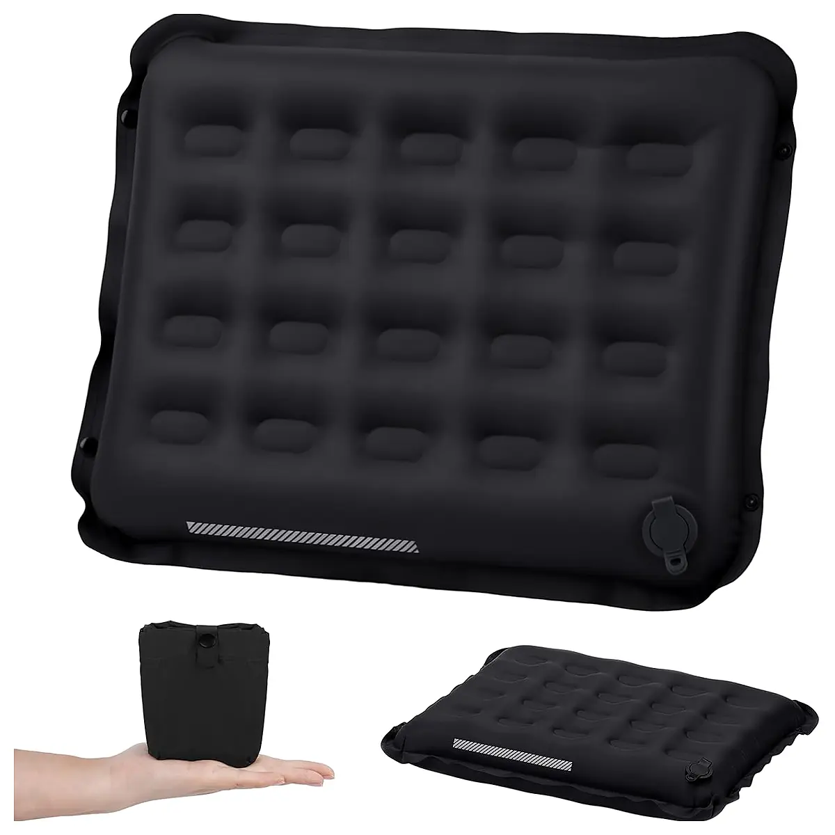 Inflatable Seat Cushion with Adjustable Firmness Black