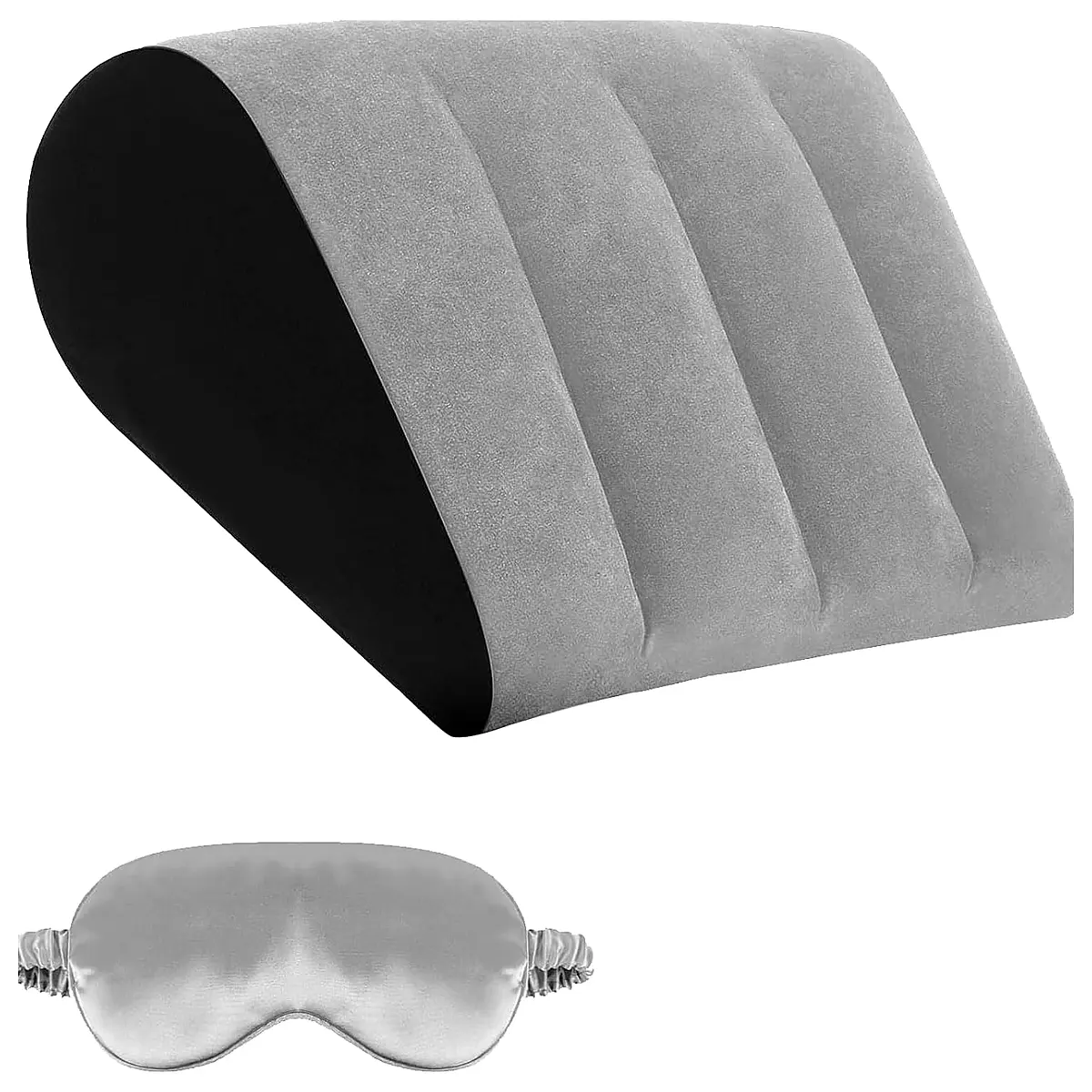 Inflatable Wedge Pillow for Sleeping and Traveling Portable Leg Elevation Pillow for Back Knee Shoulder Support, Adjustable Air Wedge Cushion with Silk Eye Mask for Home Camping Office Relax, Grey